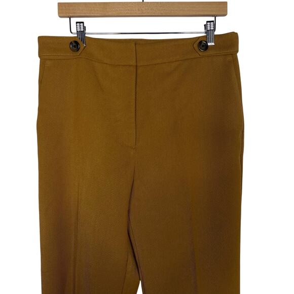 New Ann Taylor 12P Mustard Brown High Rise Textured Wide Leg Trouser Pants Work - Picture 3 of 10